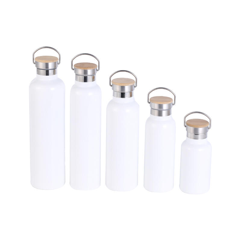 350 / 500 / 750 / 1000ML portable stainless steel water bottle bamboo lid insulated stainless steel sports water bottle for outdoors for travel cycling hiking camping