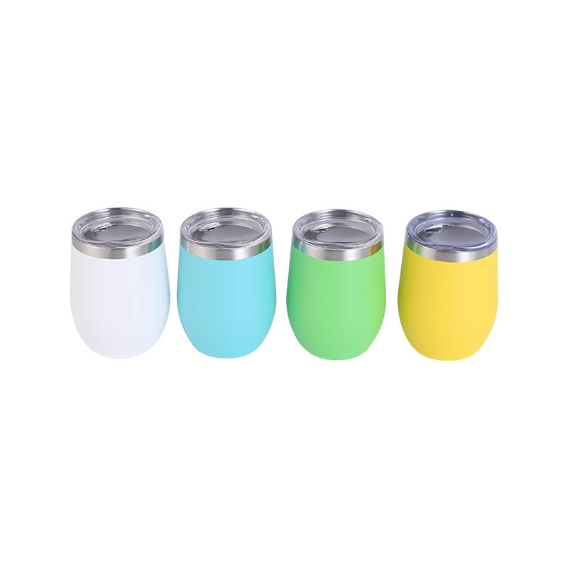 Amazon selling powder coated double walled insulated 12oz stainless steel wine tumbler for gift with custom colors 