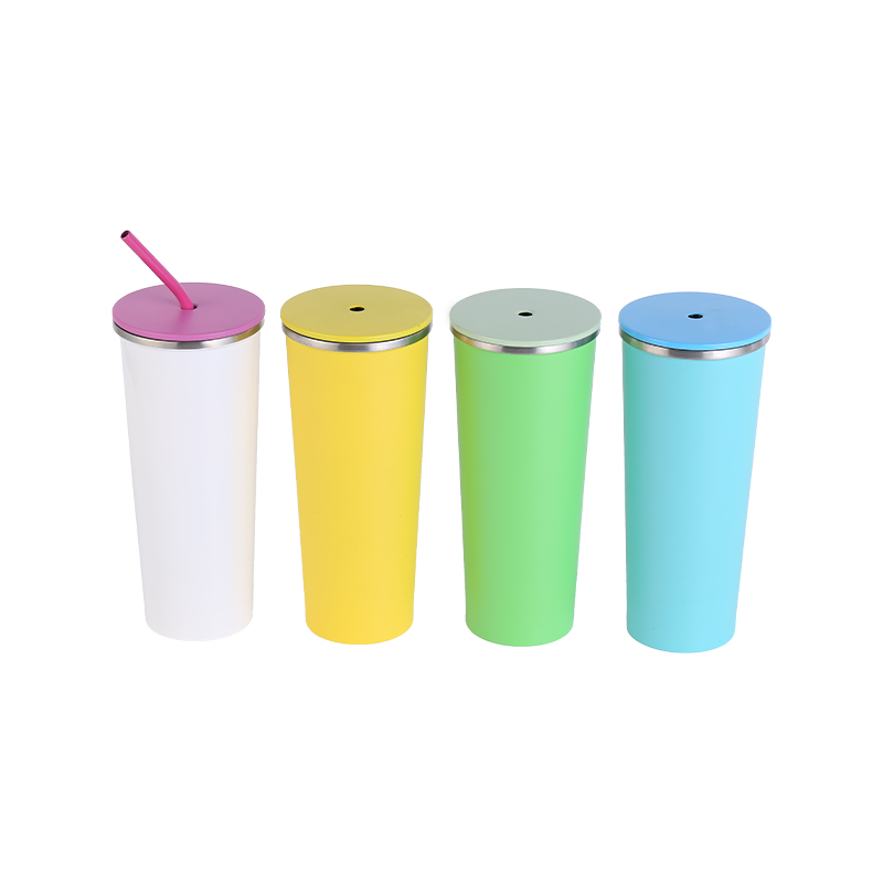 Novelty insulated tumbler with straw and lid - stainless steel water bottle iced office stainless steel coffee cup 25 oz (750ML)